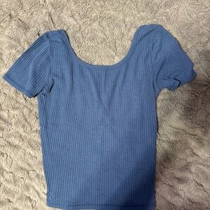 Blue Ribbed Women's Top